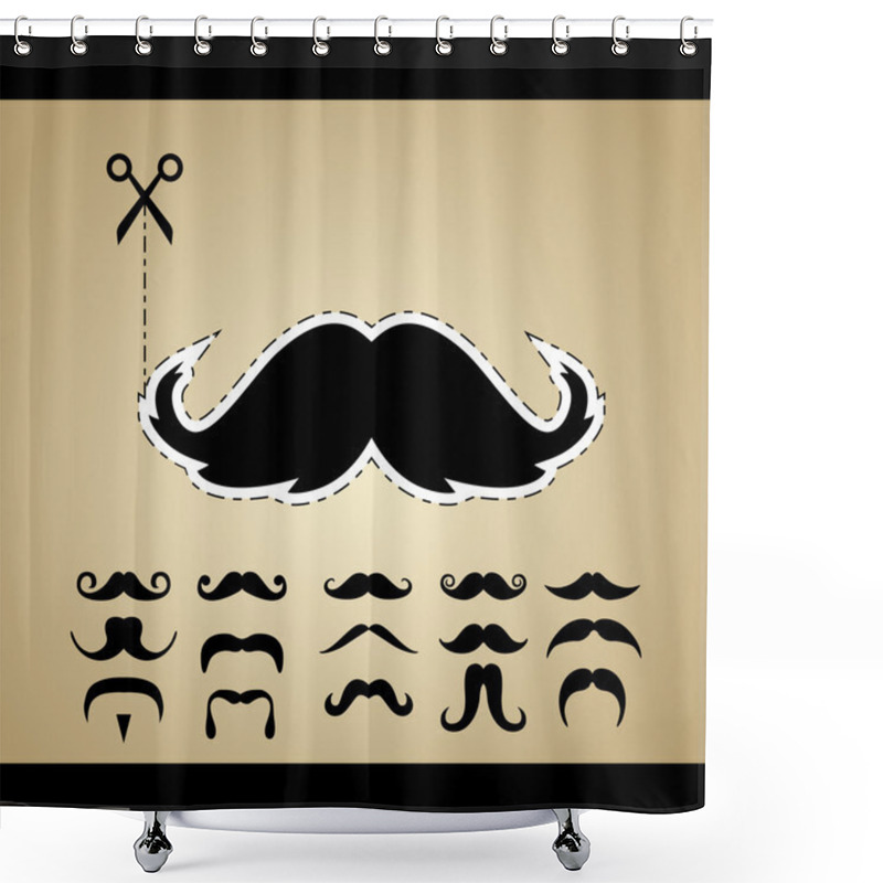 Personality  Vector Set Of Hipster Mustache Shower Curtains