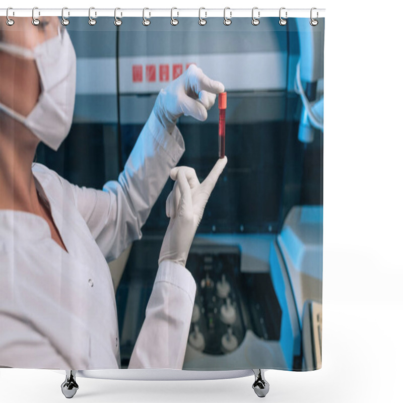 Personality  Woman Scientist Chemist Working In Modern Laboratory Shower Curtains