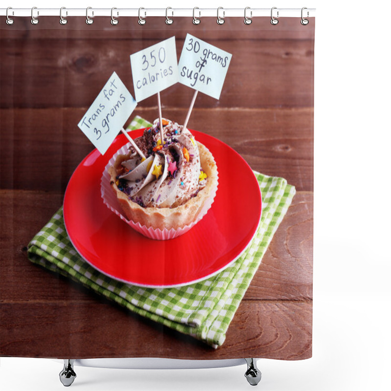 Personality  Delicious Cake With Calories Count Labels Shower Curtains