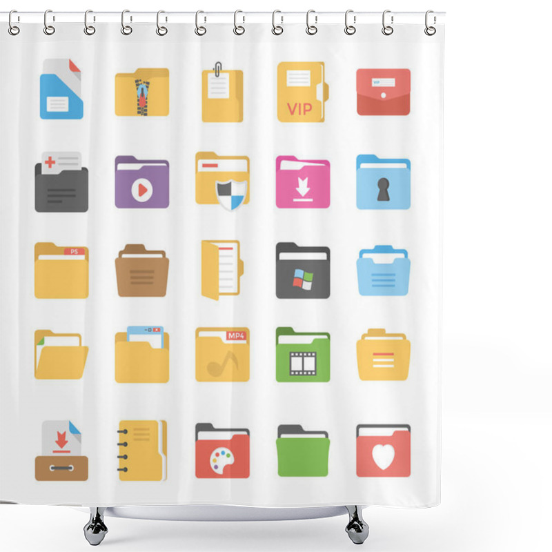 Personality  Files And Folders Flat Icons Shower Curtains