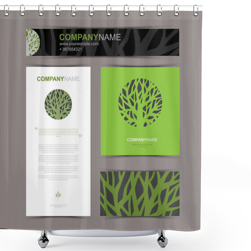 Personality  Business Cards Template With Stylized Tree Shower Curtains