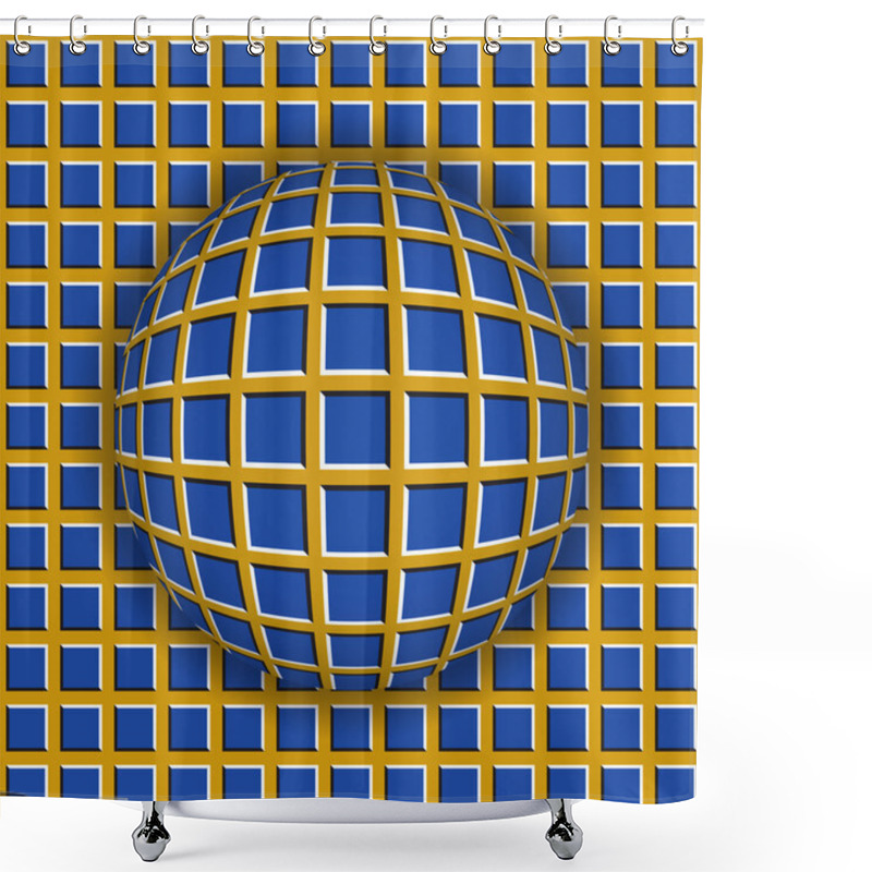 Personality  Checkered Ball Rolling Along The Checkered Surface Shower Curtains