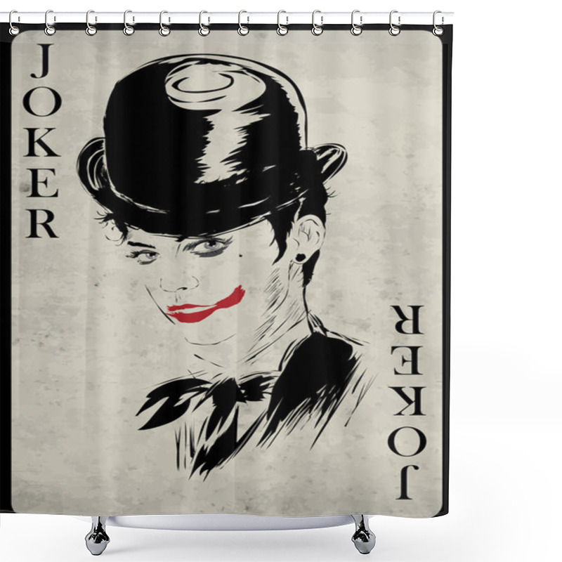 Personality  The Girl In Retro Style. Playing Card.  Shower Curtains