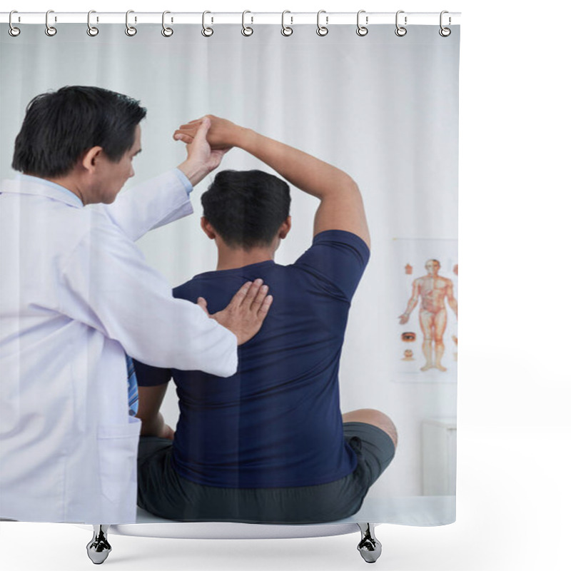 Personality  Professional Osteopath At Work With Patient Shower Curtains