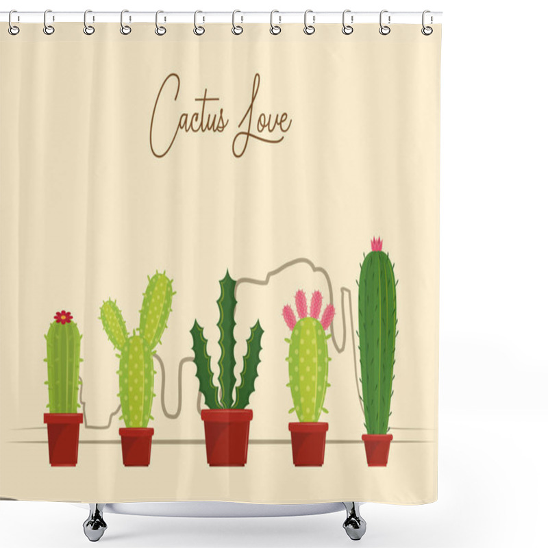 Personality  Cactus Love Cartoons Shower Curtains