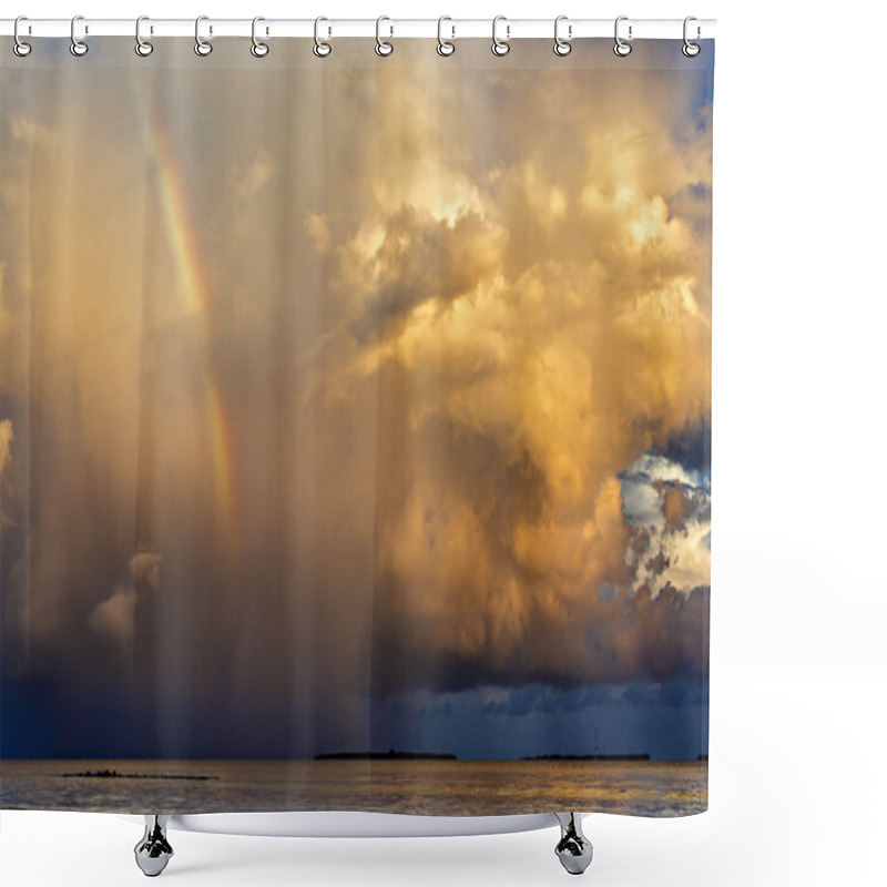 Personality  Rainbow Beautiful Seaside At The Time Of Sunset, Storm Clouds Shower Curtains