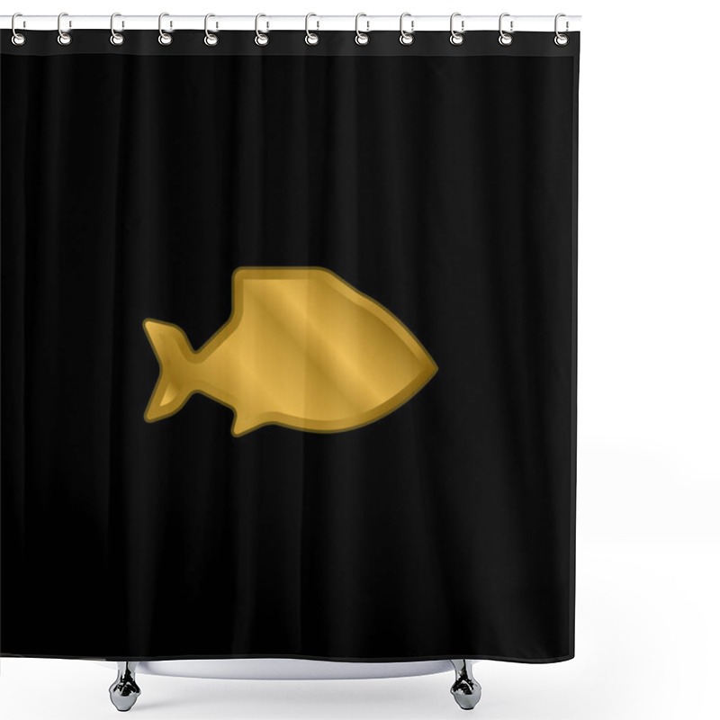 Personality  Big Fish Gold Plated Metalic Icon Or Logo Vector Shower Curtains