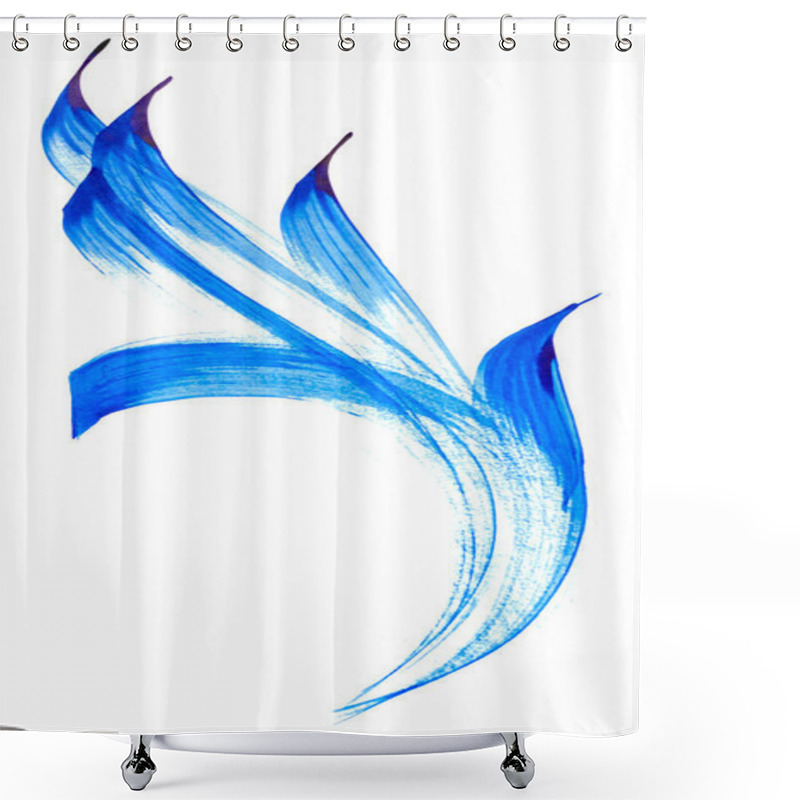 Personality  Blue Abstract Ink Strokes Isolated Shower Curtains