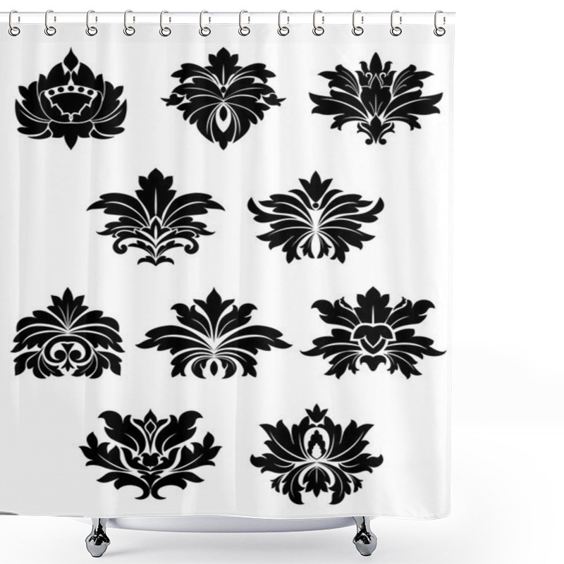 Personality  Lush Black Floral Design Elements Shower Curtains