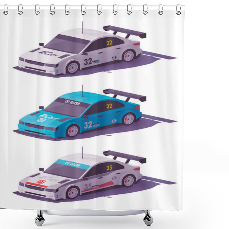 Personality  Vector Low Poly Touring Racing Car Shower Curtains