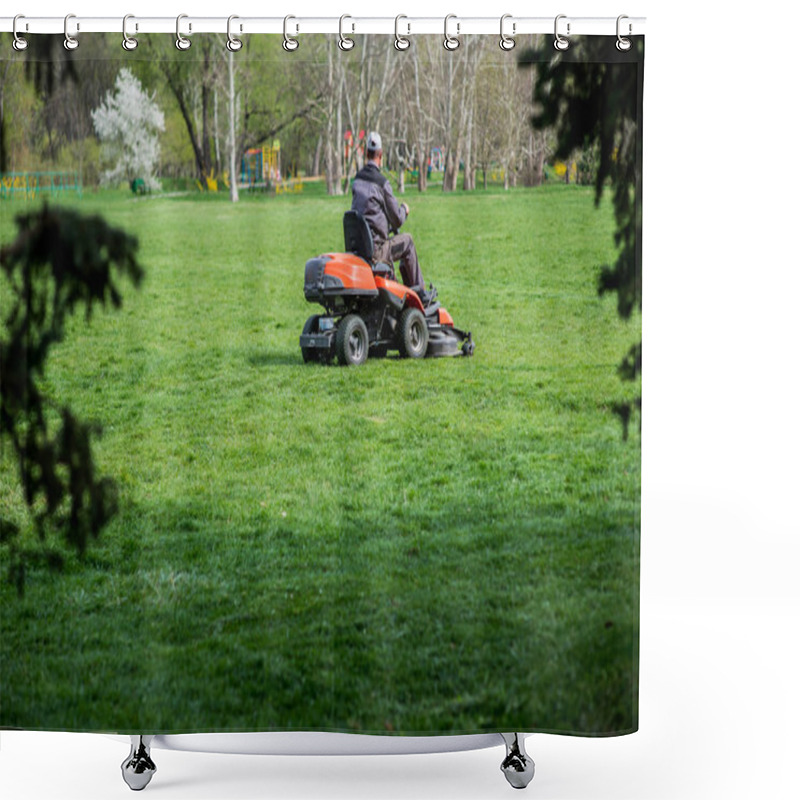 Personality  Workers Mow The Grass Shower Curtains