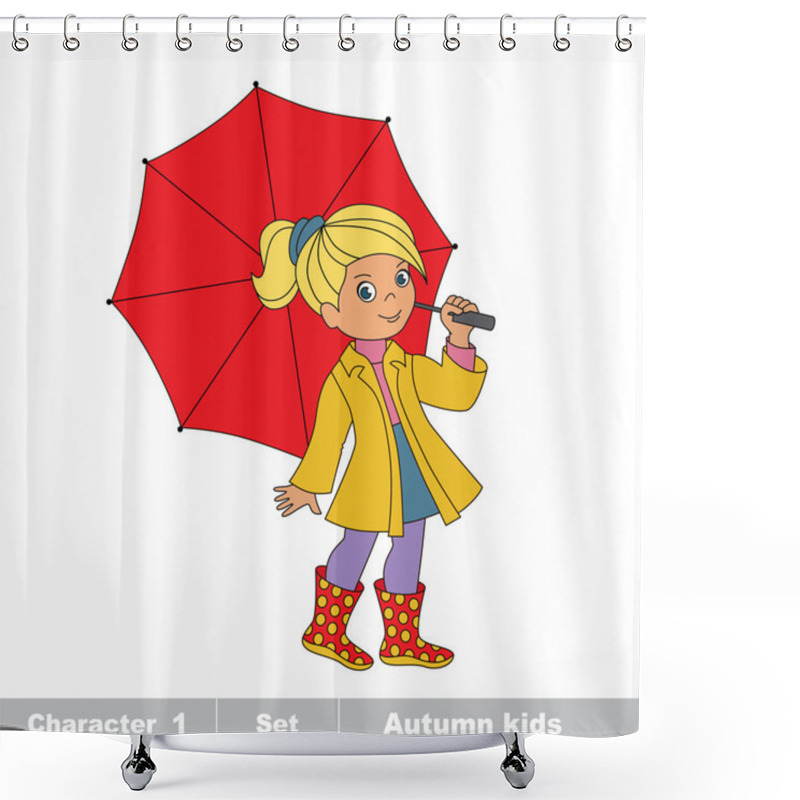 Personality  Vector Autumn Girl With Umbrella. Shower Curtains