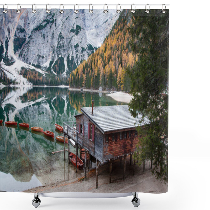 Personality  Lago Di Braies In Dolomites Mountains, Sudtirol, Italy Shower Curtains