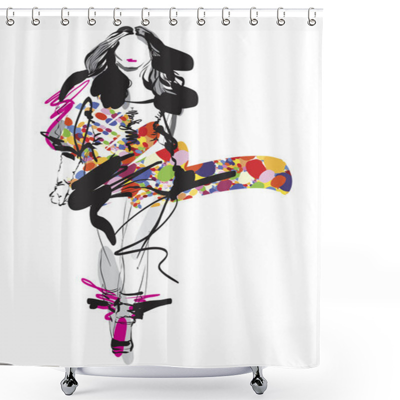 Personality  Woman Fashion Model Shower Curtains