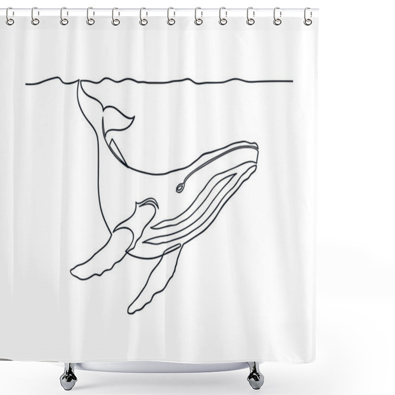 Personality  Humpback Whale Line Art Shower Curtains