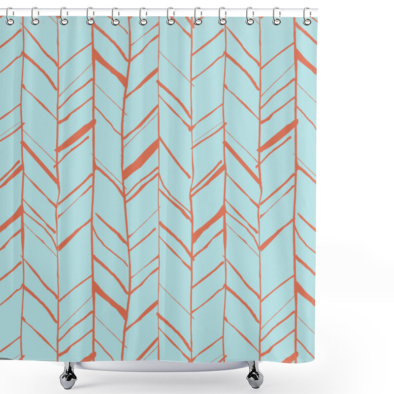 Personality  Hand Drawn Herringbone Pattern Shower Curtains