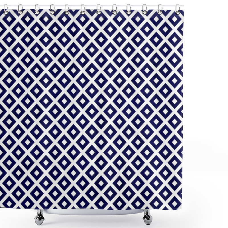 Personality  Navy And White Diagonal Squares Tiles Pattern Repeat Background Shower Curtains