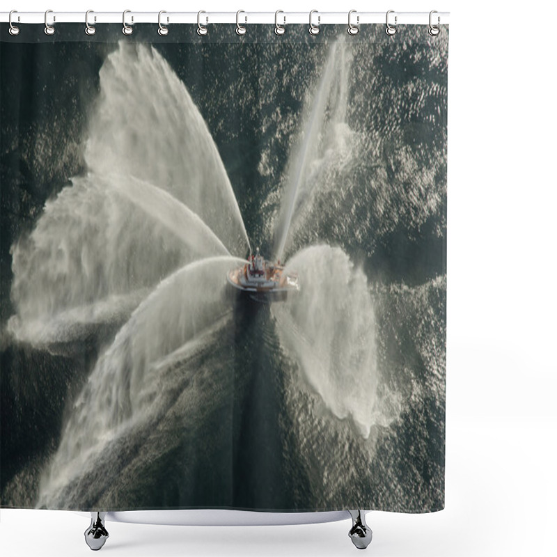 Personality  Fire Boat Spraying Water At Watershow Shower Curtains