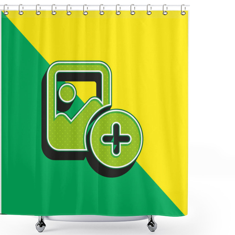 Personality  Add Green And Yellow Modern 3d Vector Icon Logo Shower Curtains