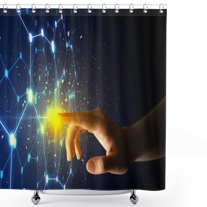 Personality  Finger Touching Interface Shower Curtains