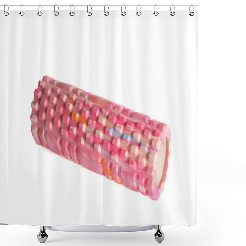 Personality  A Pink Foam Massage Roller Isolated On A White Background. Foam Rolling Is A Self Myofascial Release Technique. Gym Fitness Equipment. Shower Curtains