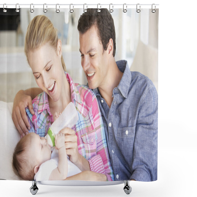 Personality  Family With Baby Feeding At Home Shower Curtains