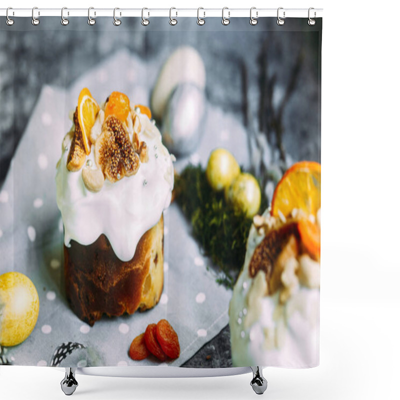 Personality  Easter Cupcake With Candied Fruit, Panetone Shower Curtains