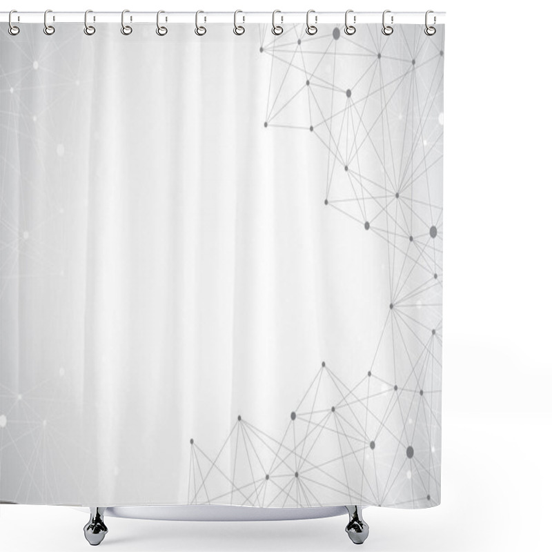 Personality  Geometric Graphic Background Molecule And Communication. Big Data Complex With Compounds. Lines Plexus, Minimal Array. Digital Data Visualization. Scientific Cybernetic Illustration. Shower Curtains