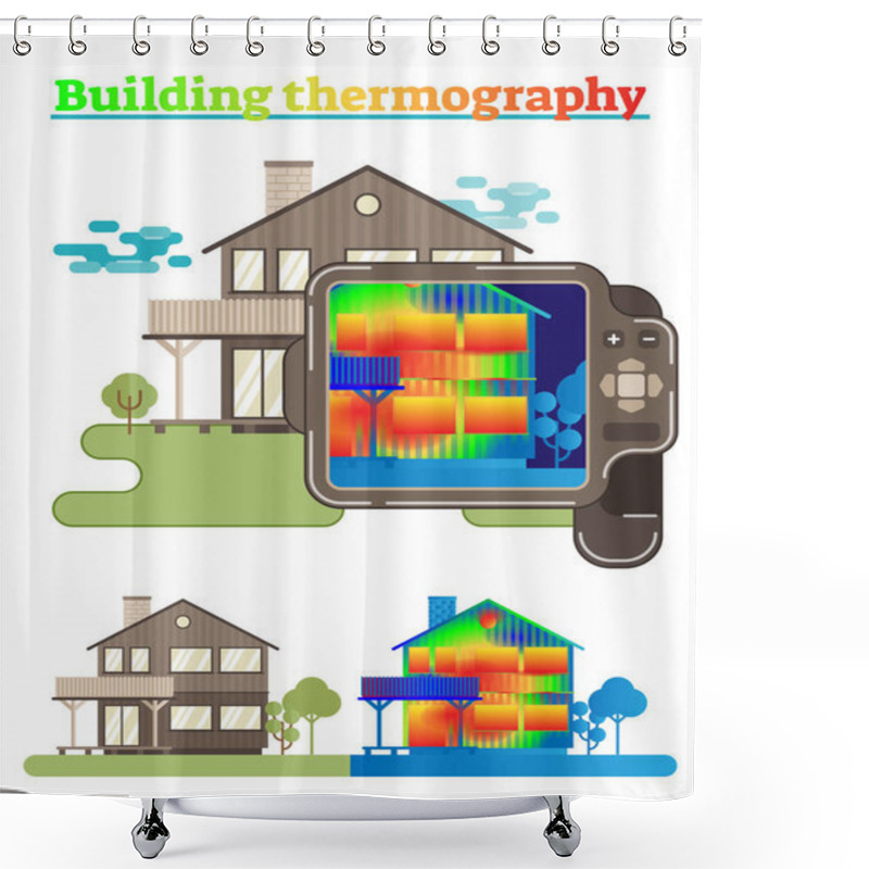 Personality  Building Thermography Illustration Shower Curtains