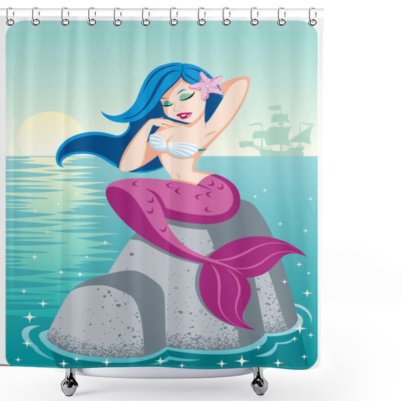 Personality  Mermaid On Reef Shower Curtains