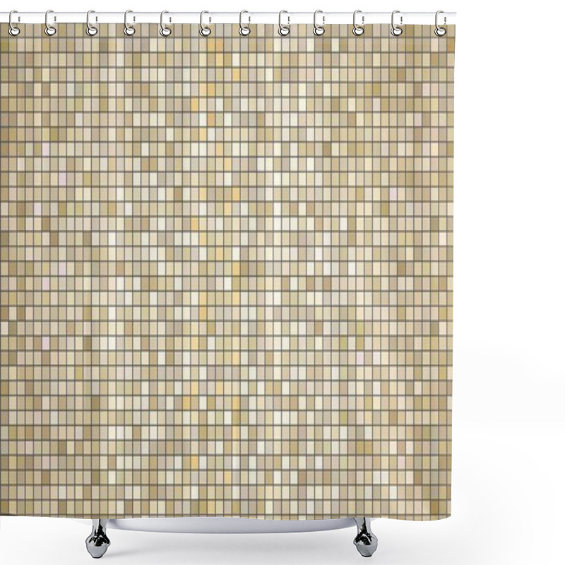 Personality  Beige Abstract Mosaic Background - Illustration, Mosaic Grunge Beige Background, Squares Of Light And Dark Yellow Color, Beige Shapes Of Mosaic Style Shower Curtains