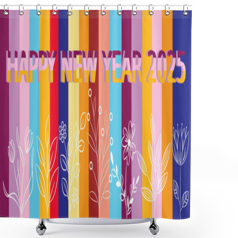 Personality  Against This Backdrop The Words HAPPY NEW YEAR 2025 Are Displayed In A Playful 3D Like Font Adding Depth And Dimension To The Artwork Shower Curtains