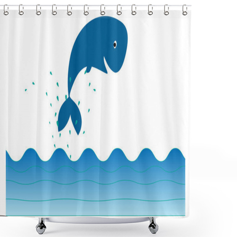 Personality  Cartoon Whale Shower Curtains