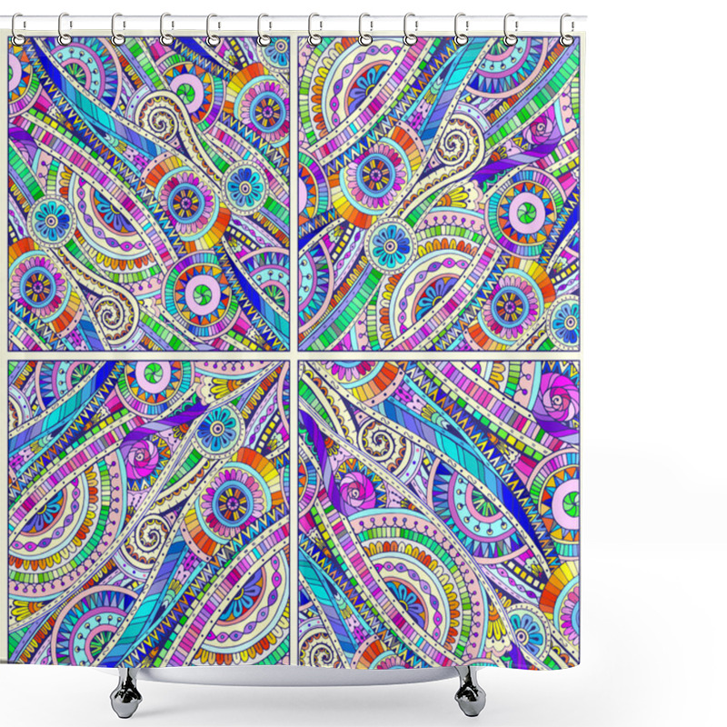 Personality  Set Of Tribal Doddle Ethnic Pattern. Shower Curtains