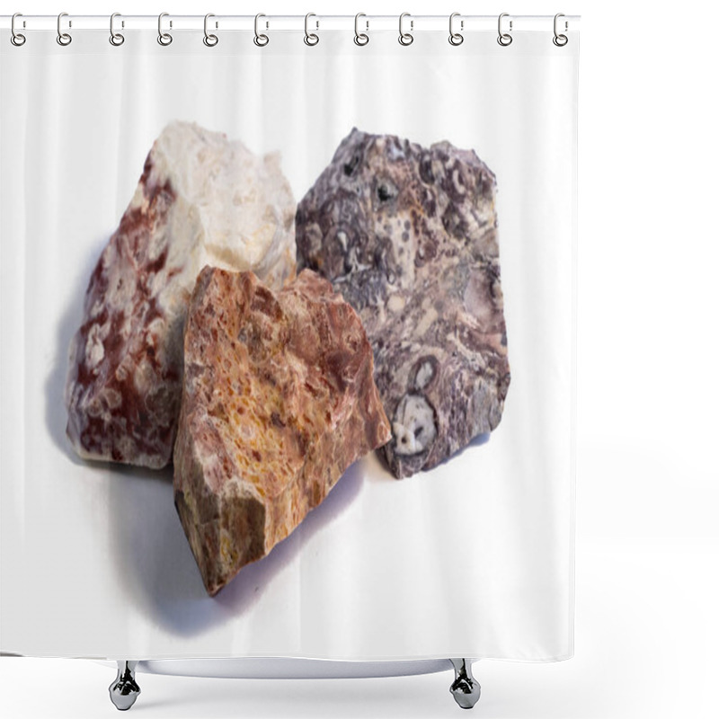 Personality  Pelitic Schist Rock Isolated On White Background Close Up Shower Curtains