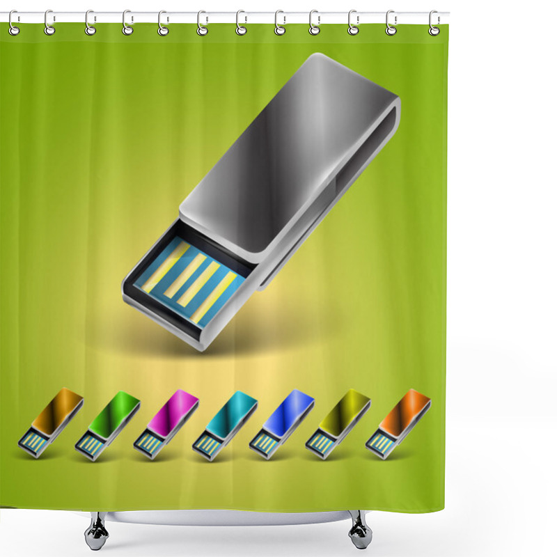 Personality  USB Flash Drive. Vector  Illustration  Shower Curtains