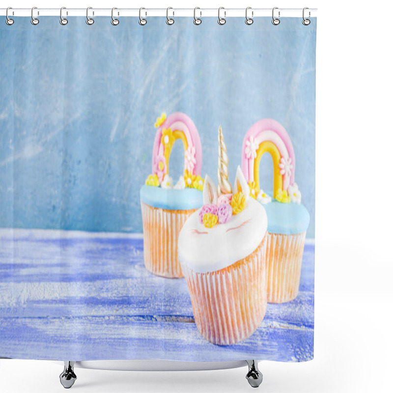 Personality  Cute Unicorn Cupcakes Shower Curtains