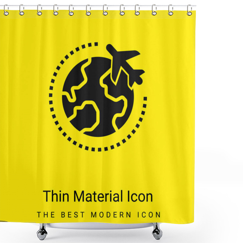 Personality  Airplane Minimal Bright Yellow Material Icon Shower Curtains