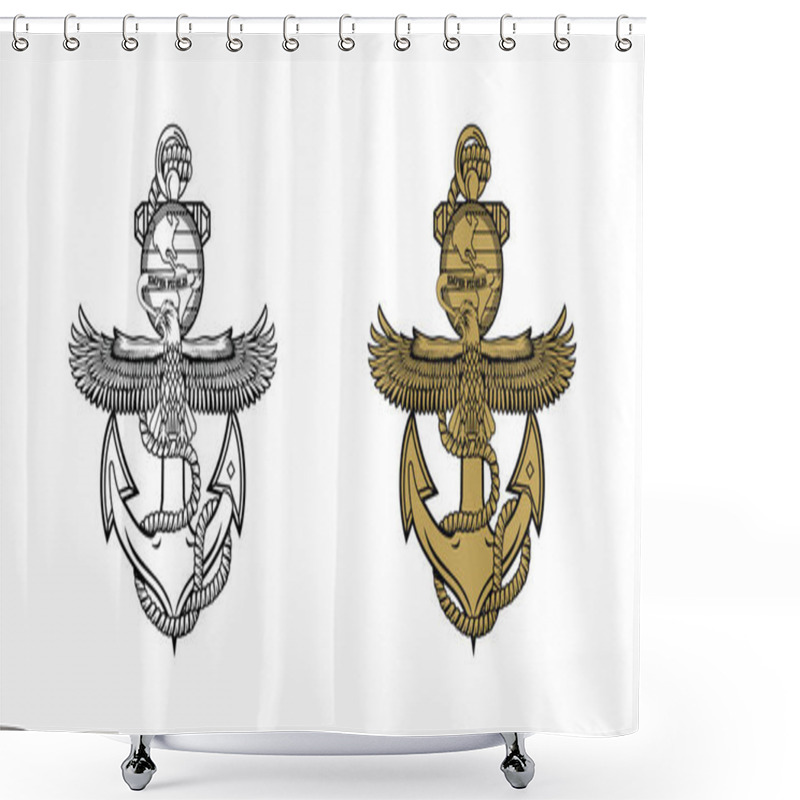 Personality  United State Marine Corps Eagle Globe And Anchor Ega Design Illustration Vector Eps Format , Suitable For Your Design Needs, Logo, Illustration, Animation, Etc. Shower Curtains