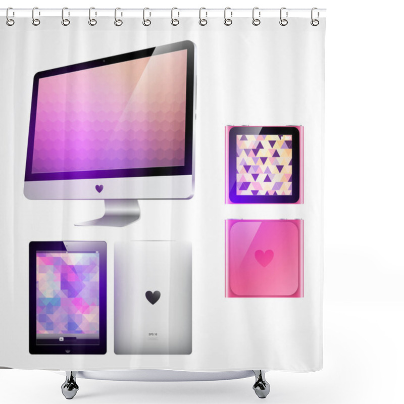 Personality  Computer Monitor, Mp3 Player And Tablet Pc Shower Curtains