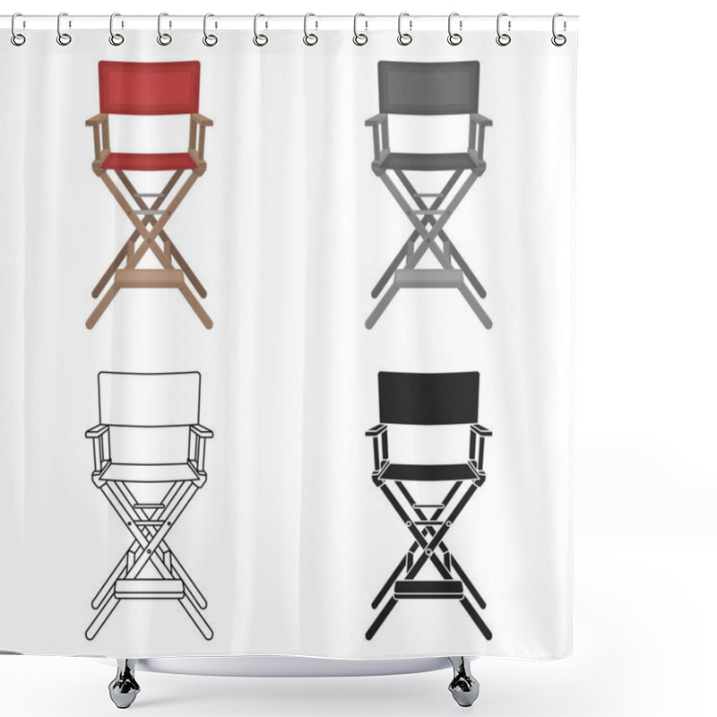 Personality  Directors Chair Icon In Cartoon Style Isolated On White Background. Films And Cinema Symbol Stock Vector Illustration. Shower Curtains