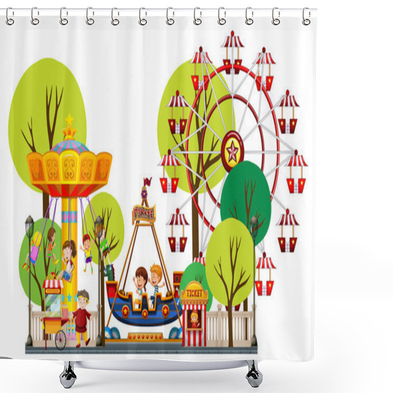 Personality  Children Playing In The Theme Park Shower Curtains