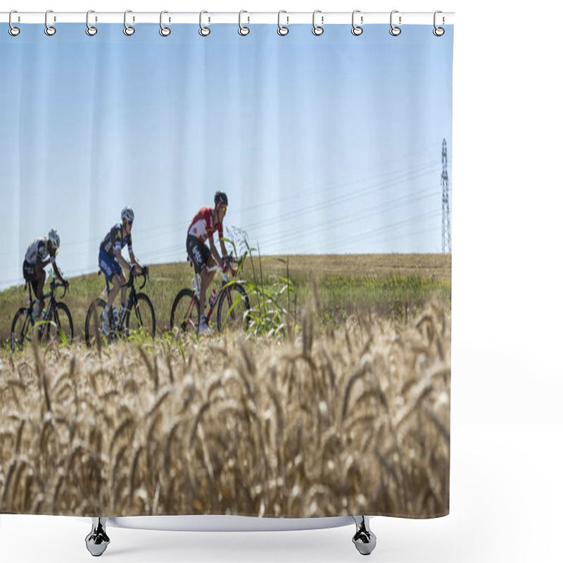 Personality  Three Cyclists In The Plain - Tour De France 2016 Shower Curtains