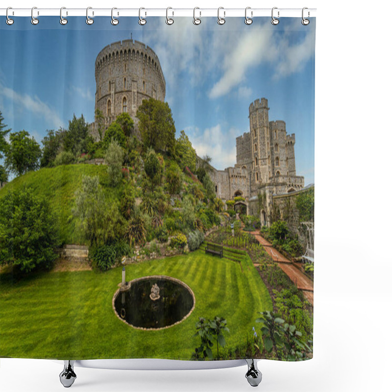 Personality  Windsor Castle And Its Garden With A Blue Sky Background. Windsor Castle Is A Royal Residence At Windsor In The English County Of Berkshire Near London. Shower Curtains