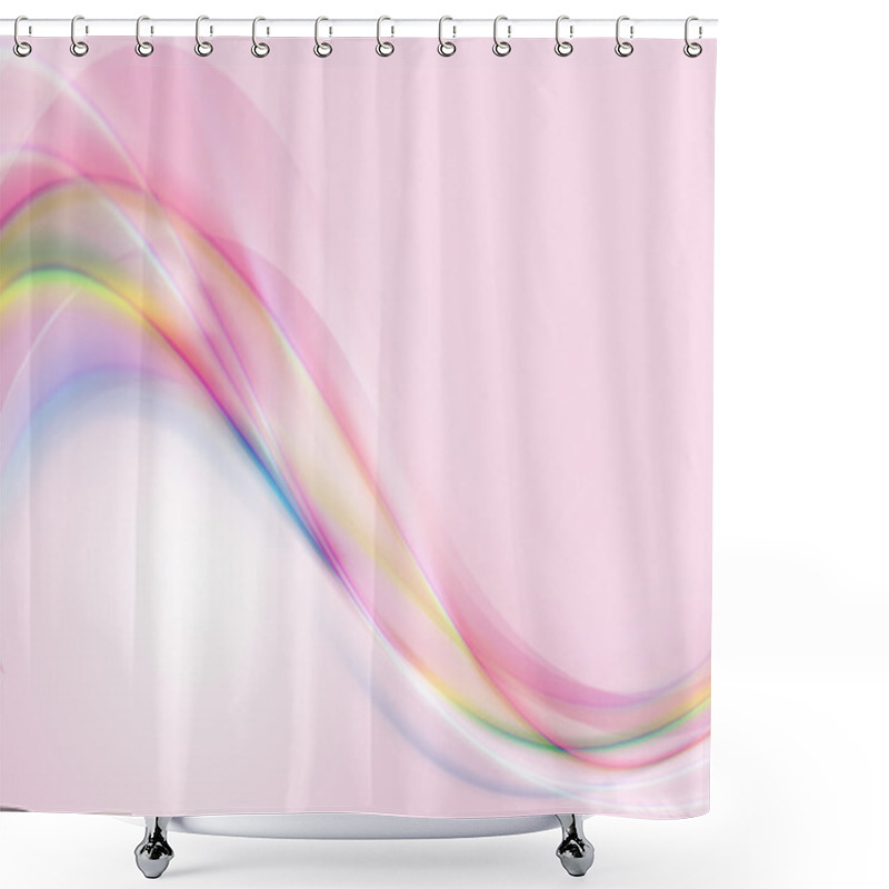 Personality  Pink Gradient Background With Shimmering Wavy Stripes Shower Curtains