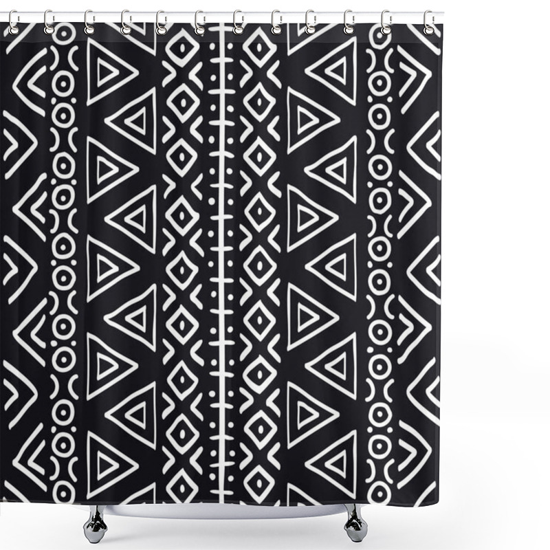 Personality  African Print Fabric. Vector Seamless Tribal Pattern. Traditional Ethnic Hand Drawn Ornament For Your Design Cloth, Carpet, Rug, Pareo, Wrap Shower Curtains