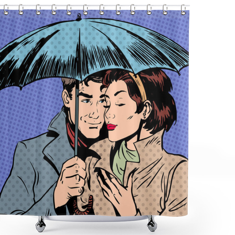 Personality  Rain Man And Woman Under Umbrella Romantic Relationship Courtshi Shower Curtains