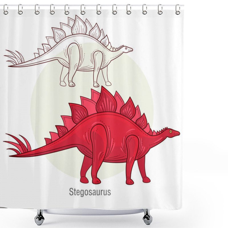 Personality  Vector Image Of A Dinosaur - Stegosaurus. Shower Curtains