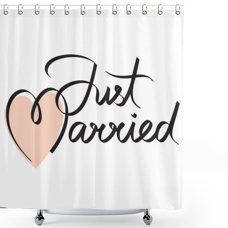 Personality  Just Married Hand Lettering Shower Curtains