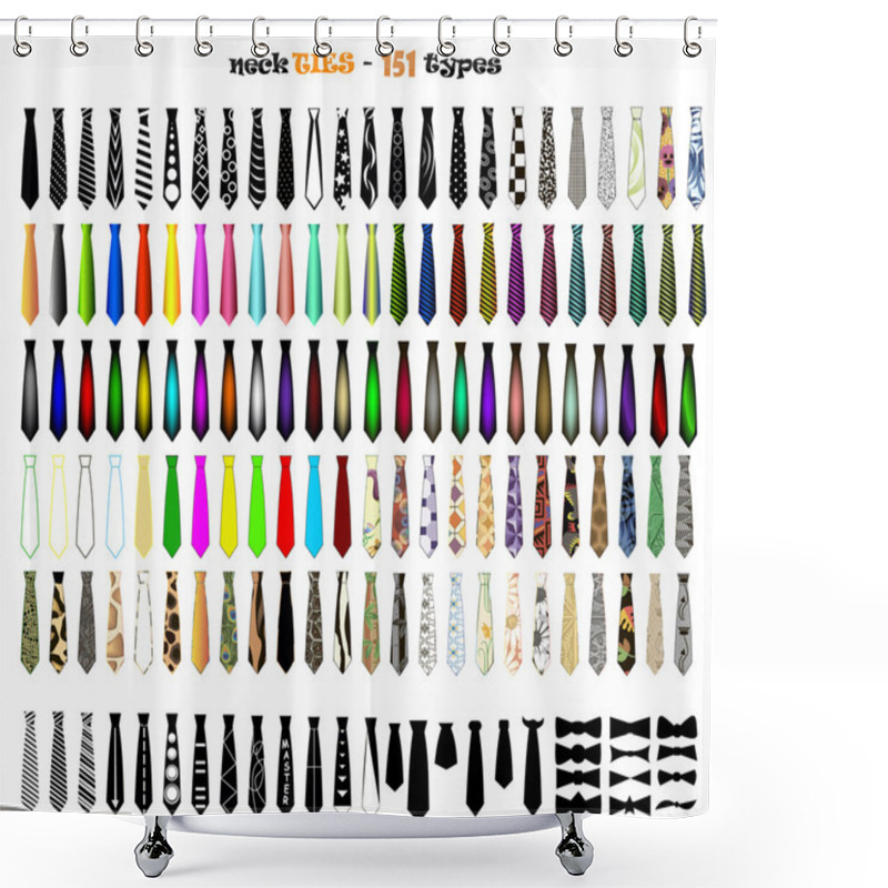 Personality  Neck Ties Vector Set Shower Curtains